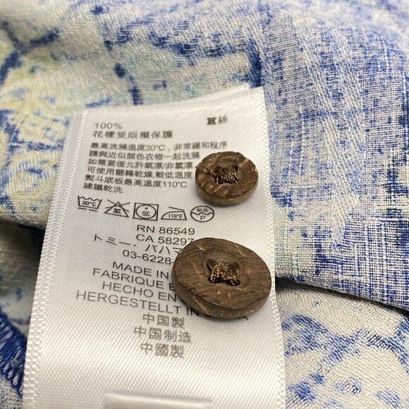 TOMMY BAHAMA Hawaiian Shirt Short Sleeve Button Front Vacation Men Blue XL 2-32 - Picture 11 of 11